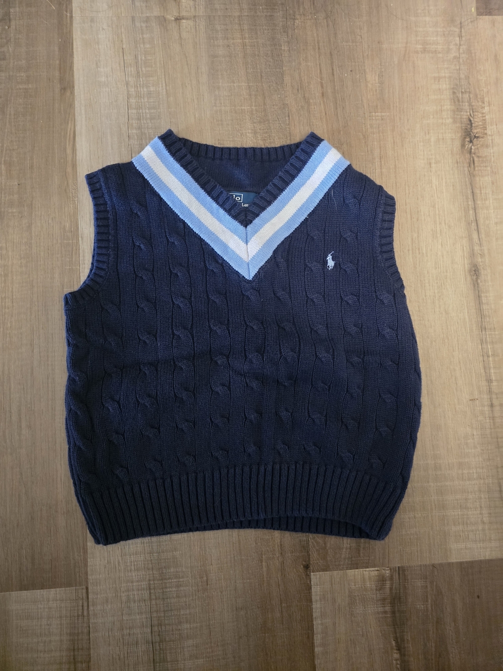 Ralph Lauren Kids Navy Cable-Knit V-Neck Sweater Vest
